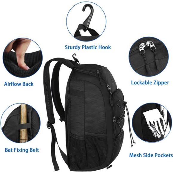 Baseball Backpack,Softball Bat Bag with Shoes Compartment for Youth,Boys & Adult - Picture 4 of 7